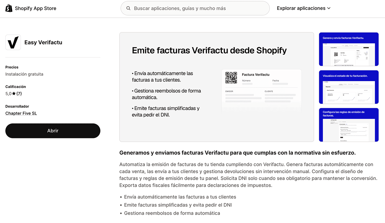 Finseed en la Shopify App Store